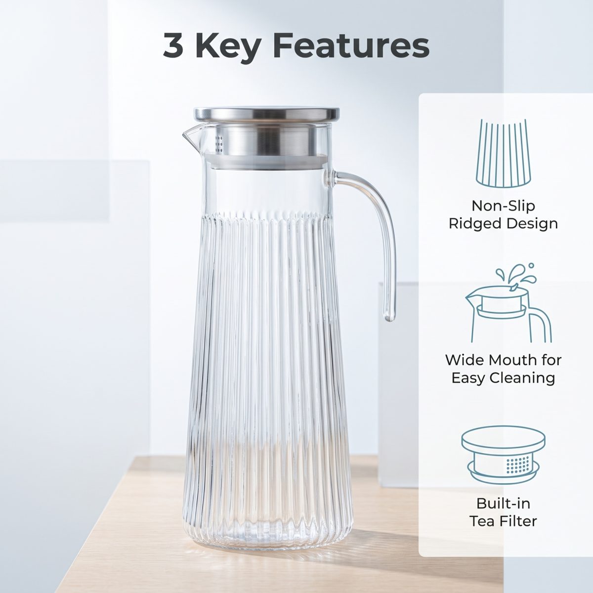 detail model9160 classic pc heat resistant modern luxury party household daily use water jug with metal lid serving scene 5