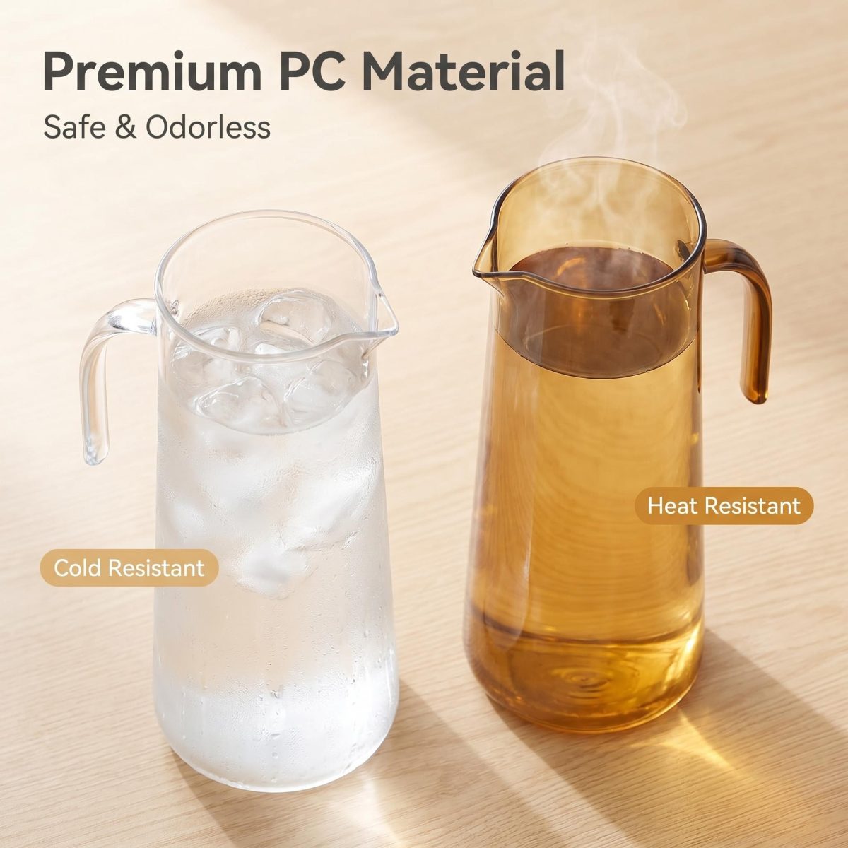 detail model9160 pc water pitcher heat cold resistant with fine mesh strainer anti scald handle fridge safe juice tea carafe home kitchen serving scene 4 detail model9160 pc water pitcher heat cold resistant with fine mesh strainer anti scald handle fridge safe juice tea carafe home kitchen serving scene 4