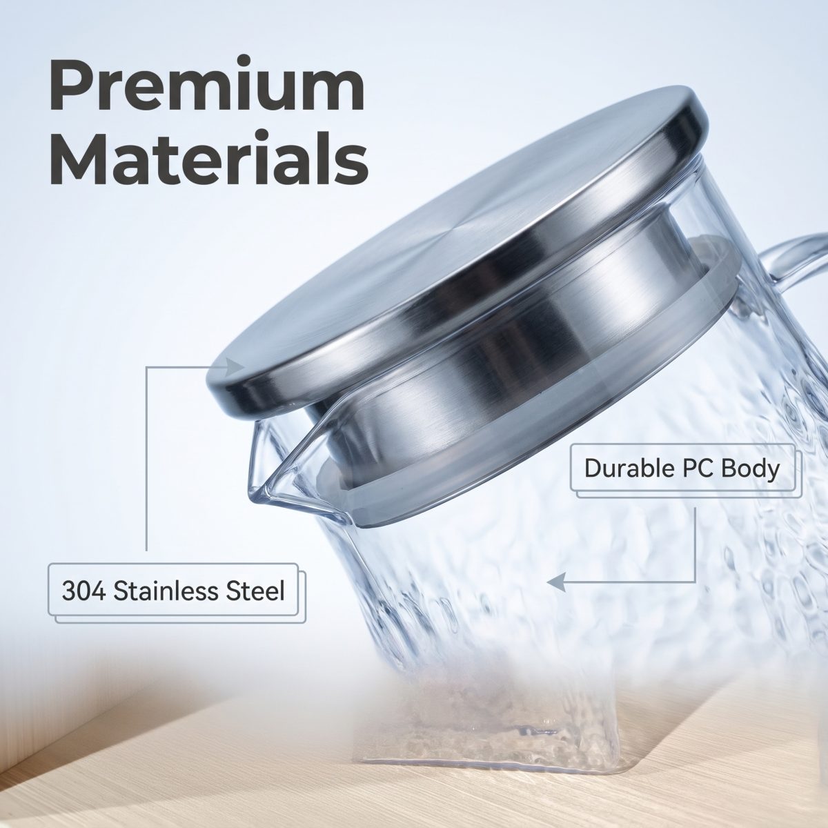 detail model9168 large capacity 1.4l pc plastic square hammer pattern shatterproof cold water juice beverage kettle serving scene 6