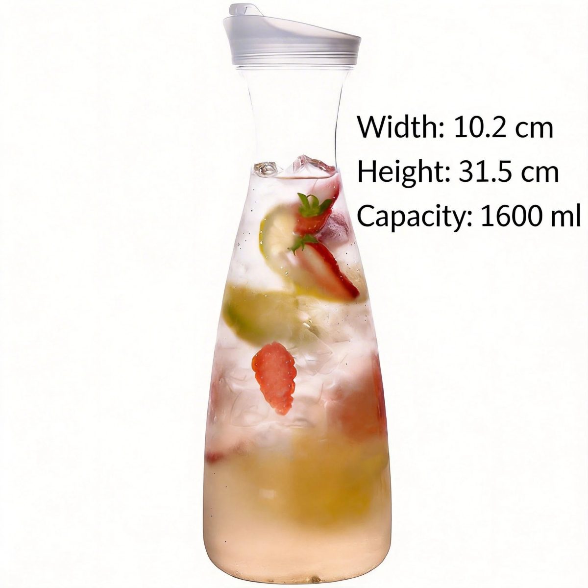 detail model9170 bpa free plastic carafe with flip top lid for juice water champagne soda energy drinks whisky parties restaurants serving scene 4