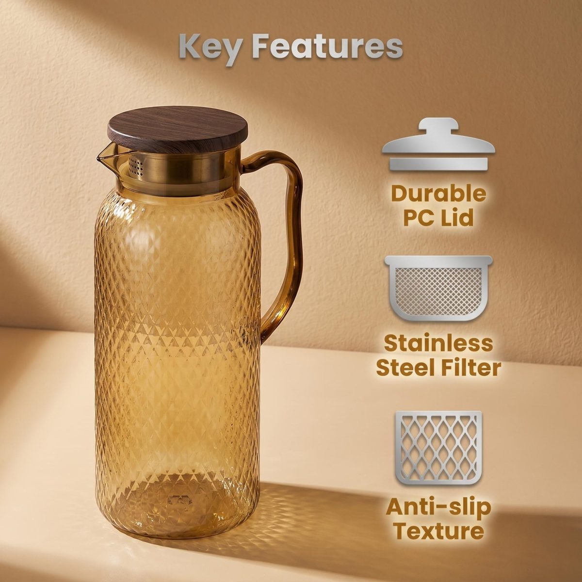 detail model9190 unbreakable stainless steel water jug lid acrylic pc glass cold water jug with handle bpa free serving scene 3
