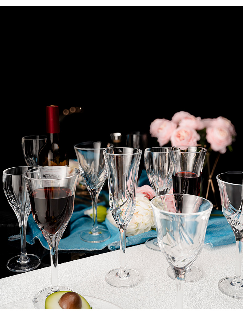detail model9918 wholesale unbreakable restaurant household red wine flutes elegant long stem wedding champagne glasses serving scene 2