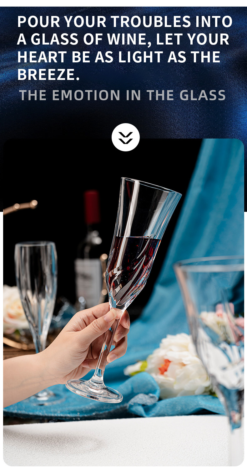 detail model9918 wholesale unbreakable restaurant household red wine flutes elegant long stem wedding champagne glasses serving scene 5
