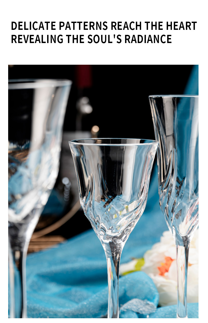 detail model9918 wholesale unbreakable restaurant household red wine flutes elegant long stem wedding champagne glasses serving scene 9