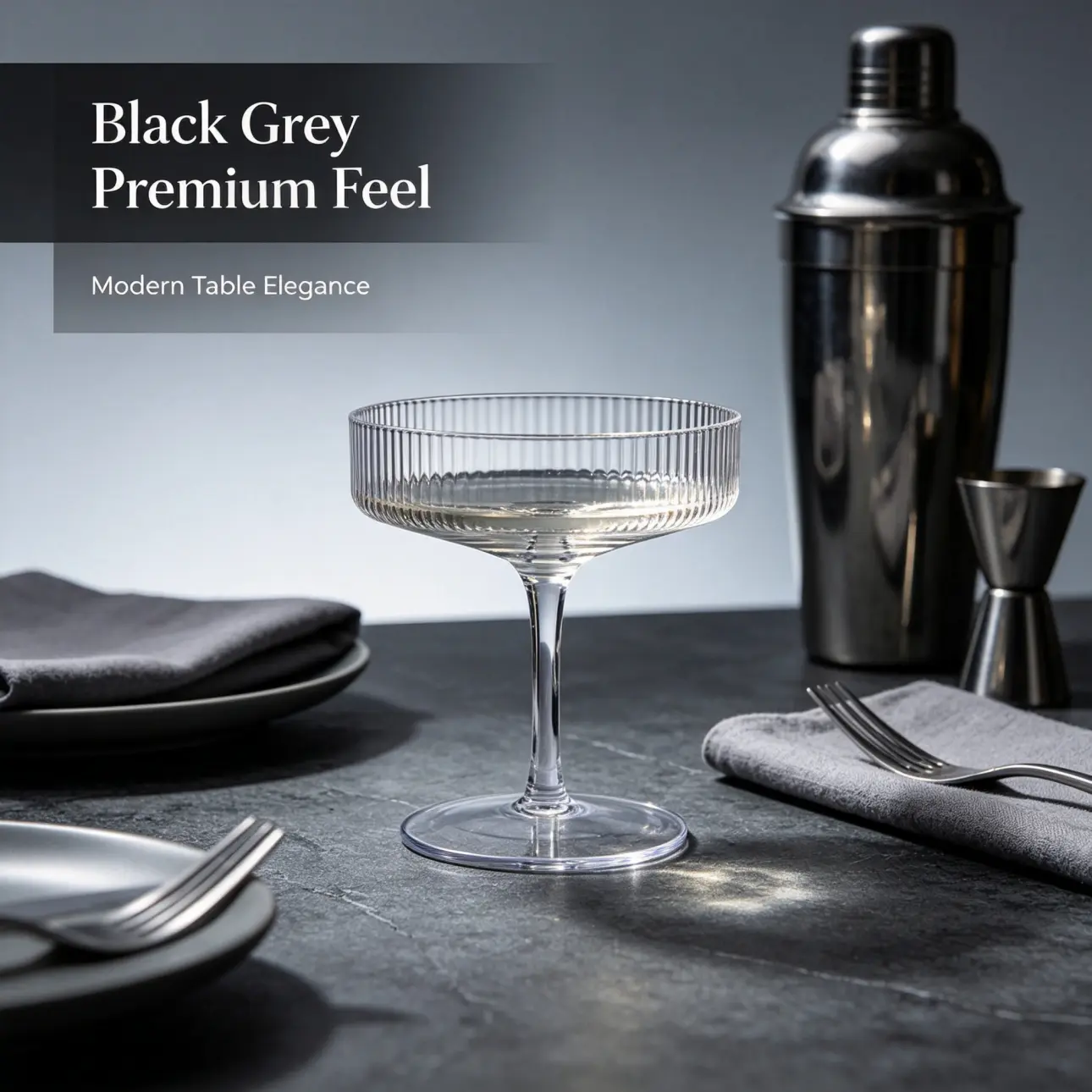 detail BY 9226DZ elsjoy acrylic ribbed wide cocktail glass clear transparent goblet party wedding bar serving scene 1