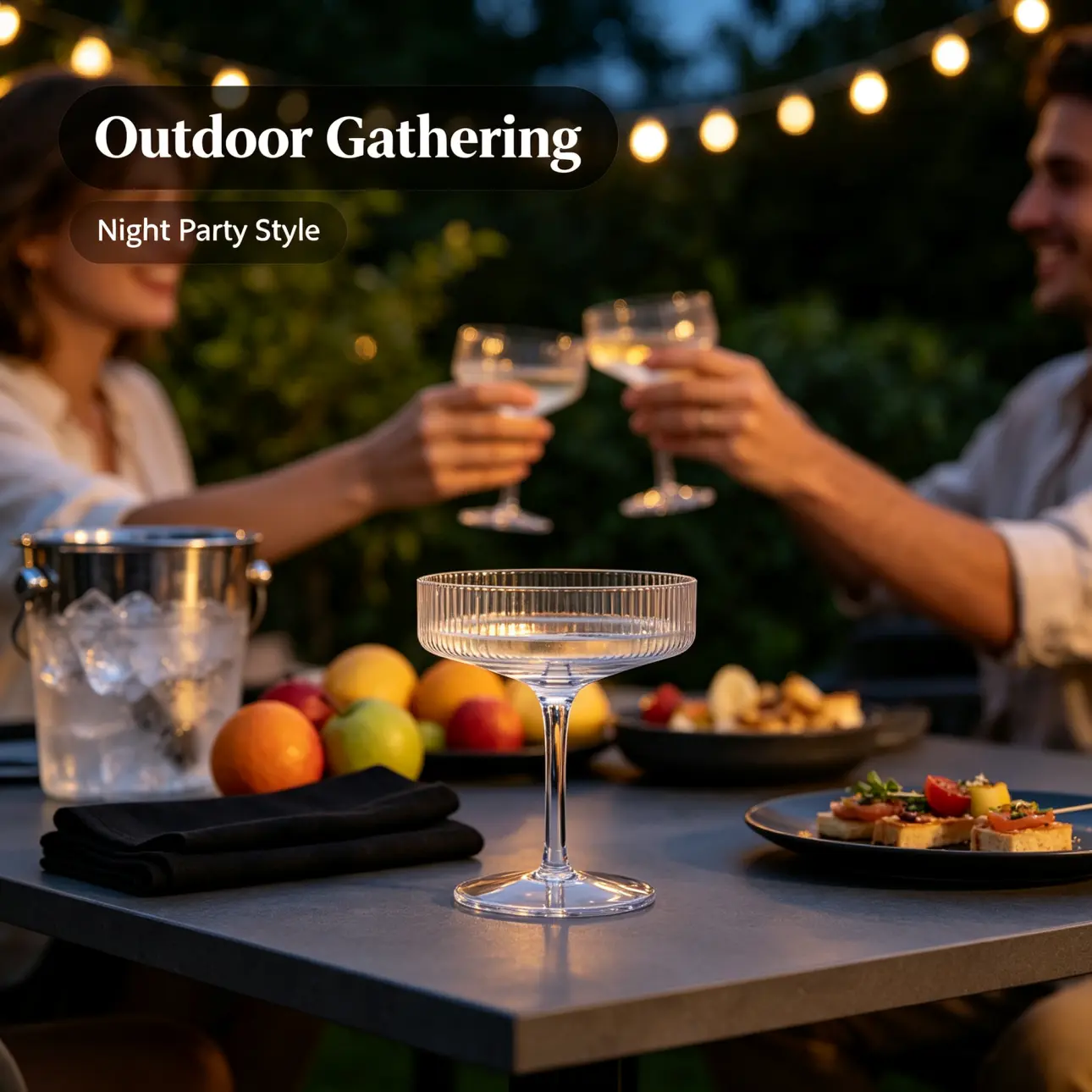 detail BY 9226DZ elsjoy acrylic ribbed wide cocktail glass clear transparent goblet party wedding bar serving scene 6