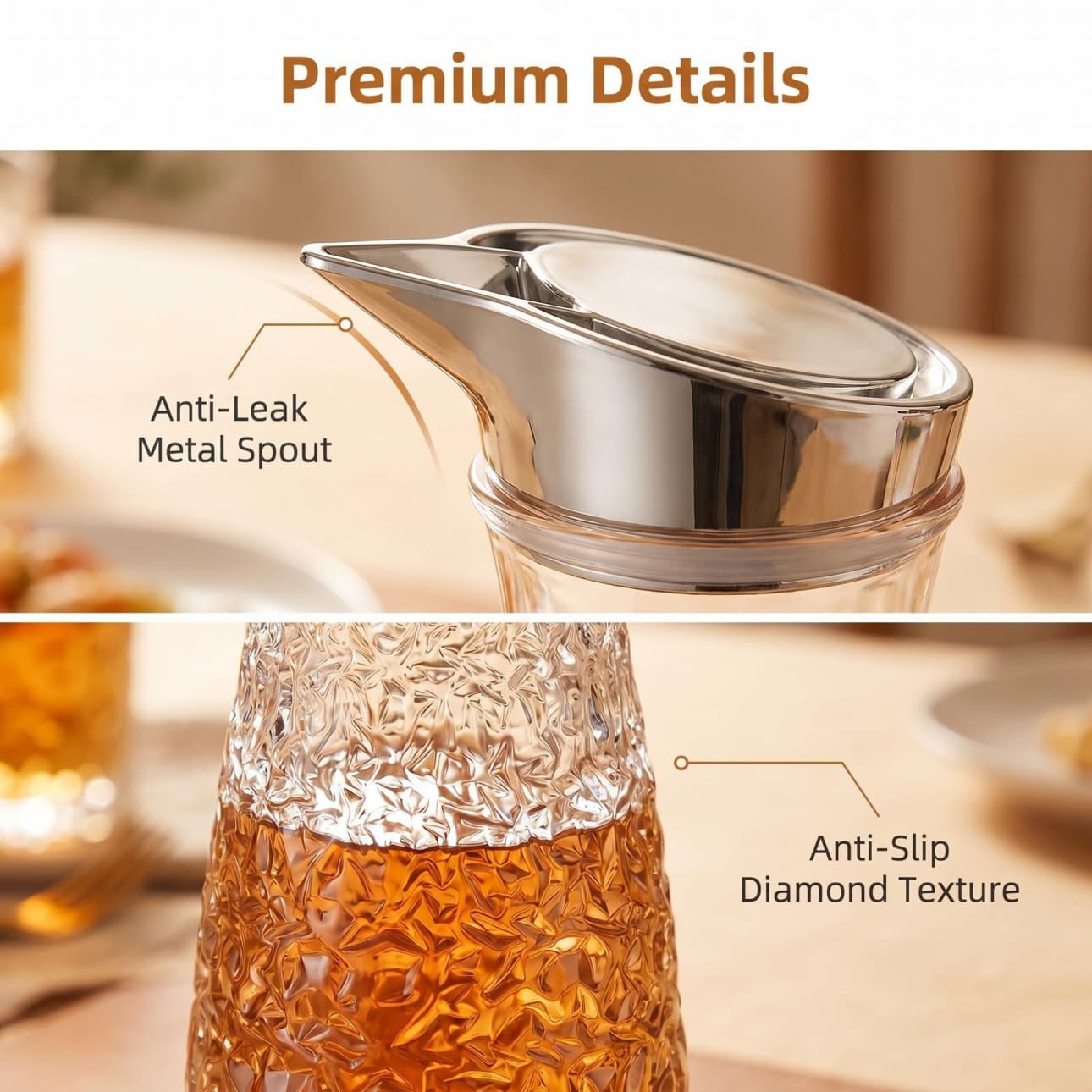 detail model9173b wear resistant 1600ml diamond embossed clear pc hotel restaurant cold water juice carafe pitcher serving scene 6