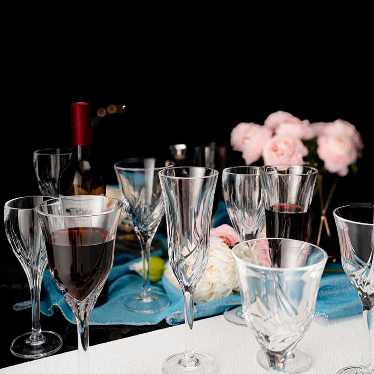 detail model9919 1 thin rim long stem pmma crystal party transparent champagne flutes hard clear plastic wine cups serving scene 1