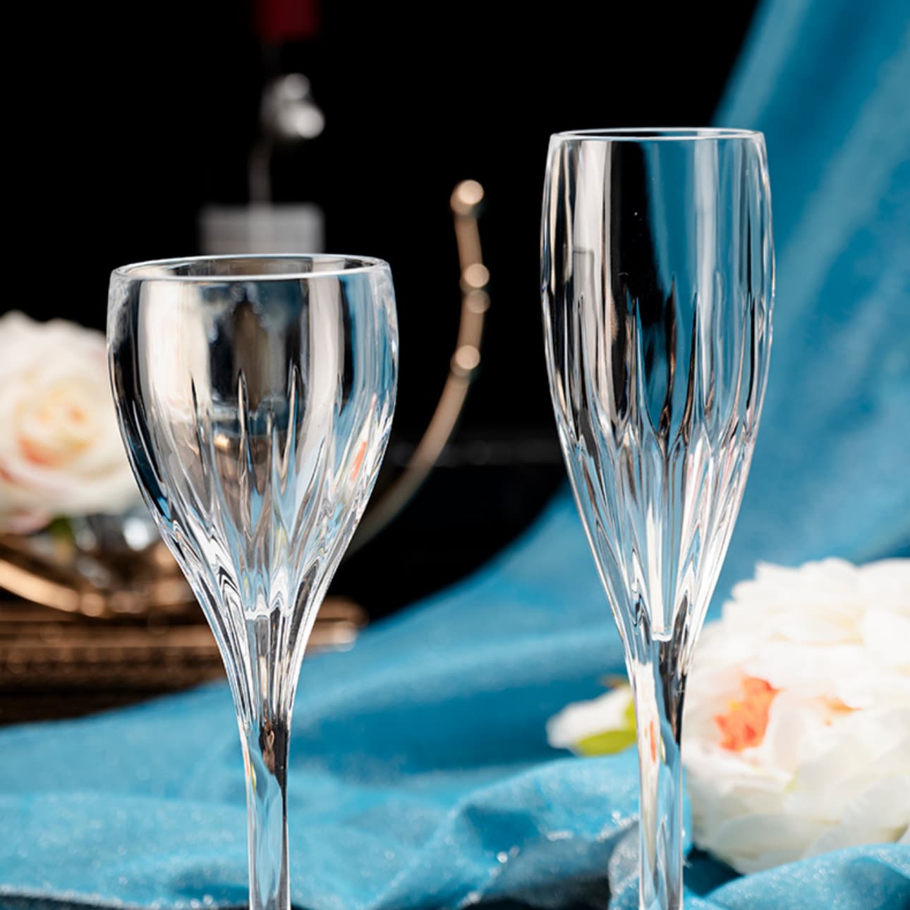 detail model9919 1 thin rim long stem pmma crystal party transparent champagne flutes hard clear plastic wine cups serving scene 2