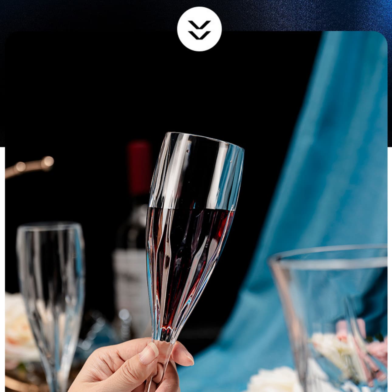 detail model9919 1 thin rim long stem pmma crystal party transparent champagne flutes hard clear plastic wine cups serving scene 8
