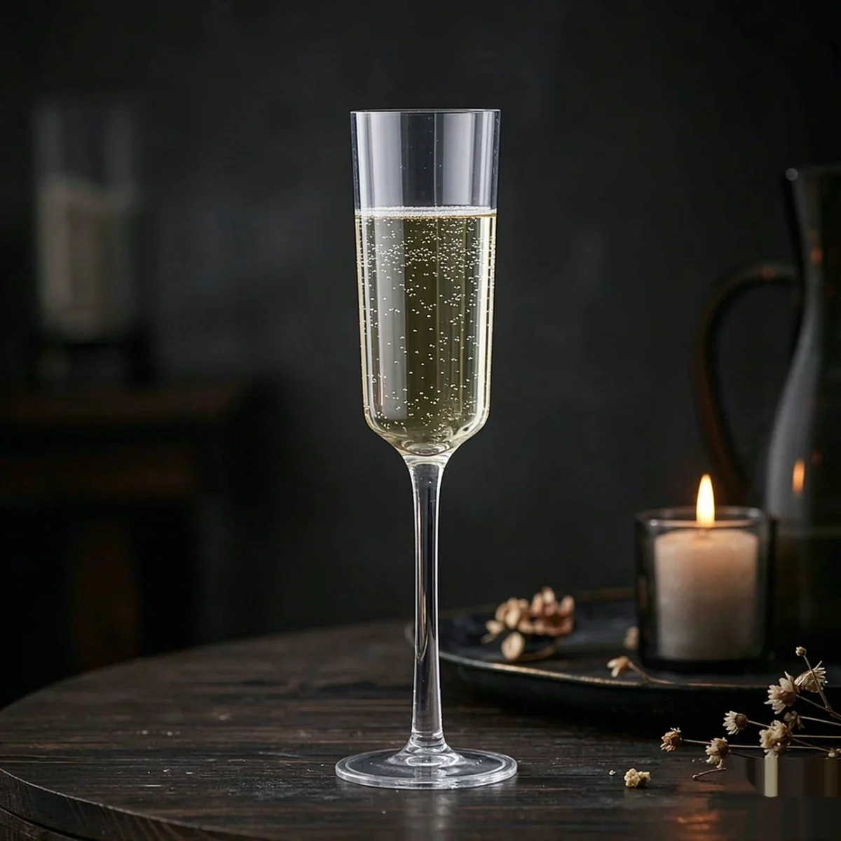 detail BY 9913A elsjoy acrylic champagne flute 170ml clear transparent glass black grey premium texture 1