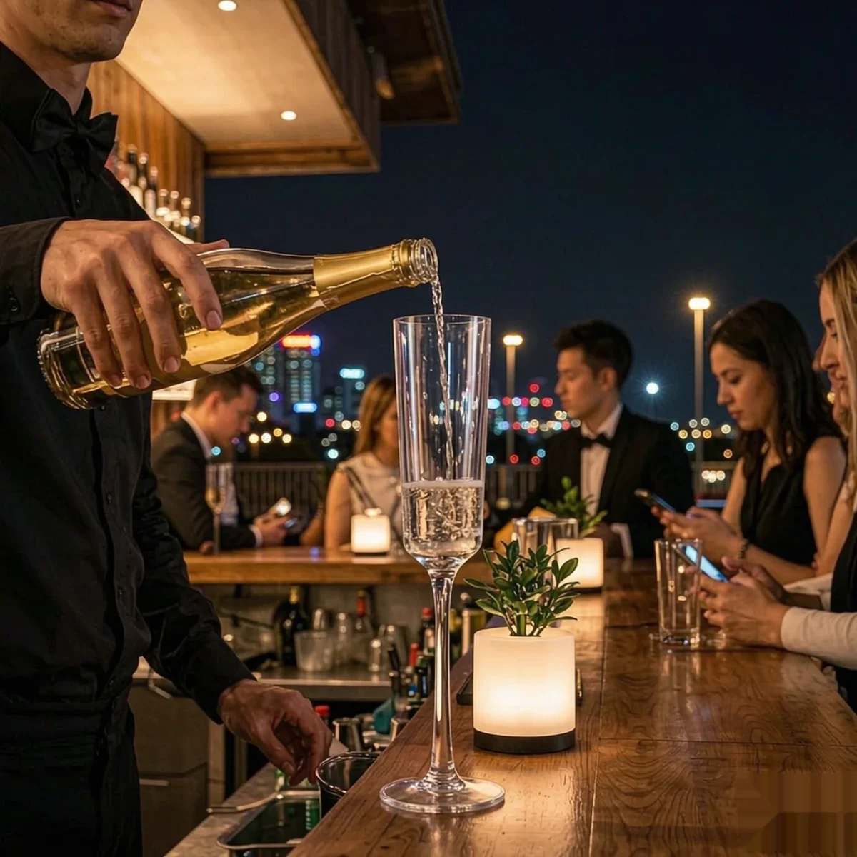 detail BY 9913A elsjoy acrylic champagne flute 170ml clear transparent glass home bar scene 10