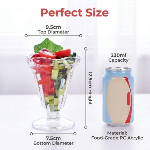 main model8049 factory wholesale acrylic pc glass plastic ice cream plate dessert bowls 230ml transparent cold drink cup main display 1