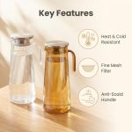 main model9160 pc water pitcher heat cold resistant with fine mesh strainer anti scald handle fridge safe juice tea carafe home kitchen main display 1