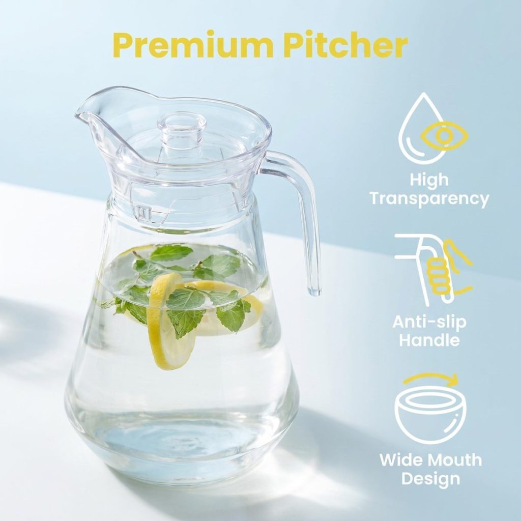 main model9162 bpa free 1.8l clear acrylic water pitcher unbreakable plastic juice jug hotel restaurant bar main display 1