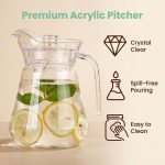 main model9162 clear acrylic water carafe water jug with handle lid unbreakable iced tea lemonade pitcher main display 4