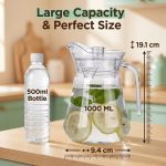 main model9162 clear acrylic water carafe water jug with handle lid unbreakable iced tea lemonade pitcher main display 5