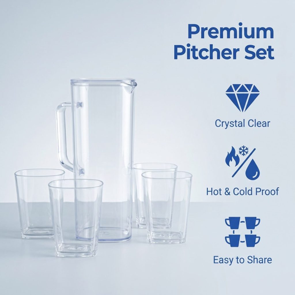 main model9166 transparent acrylic pc water pitcher cold water jug home hotel restaurant party main display 1