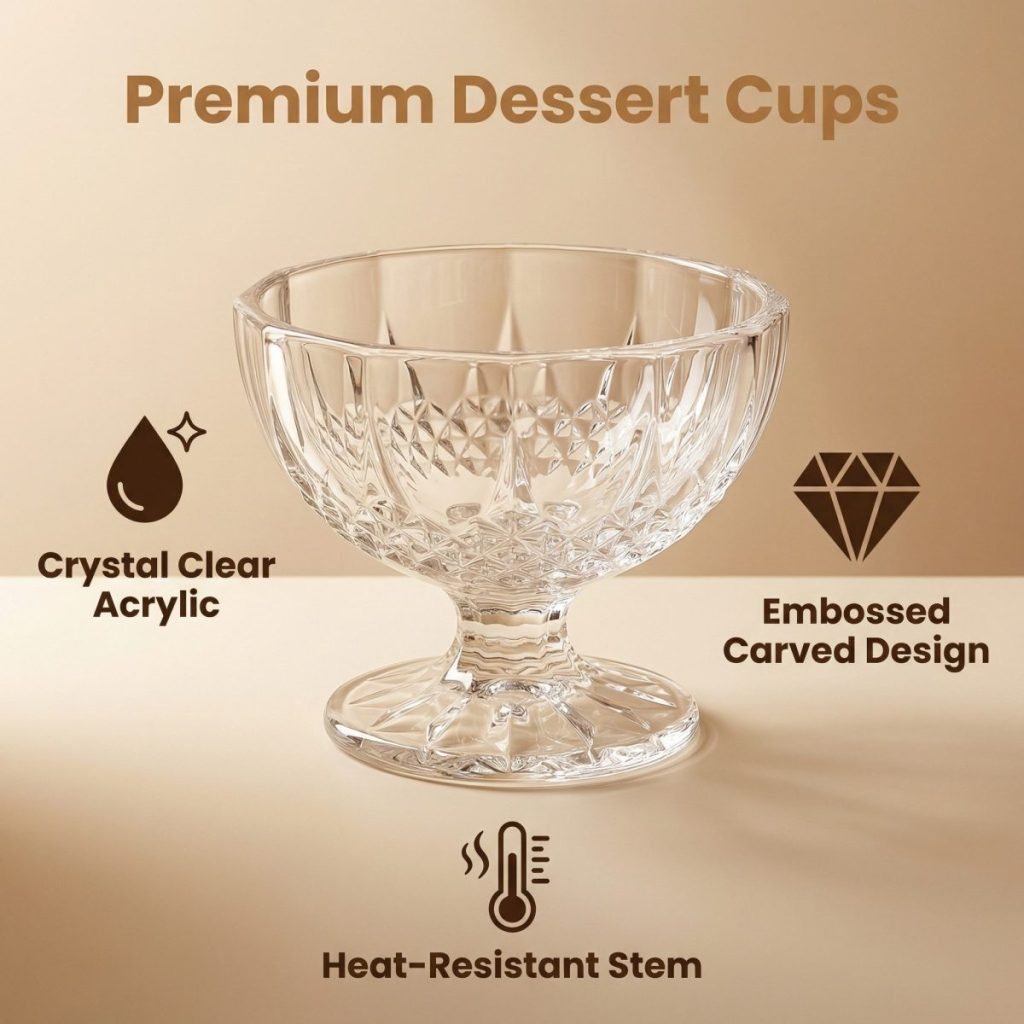 main model9313 pc transparent single layer reusable bpa free home kitchen party outdoor picnic custom logo ice cream cup main display 2