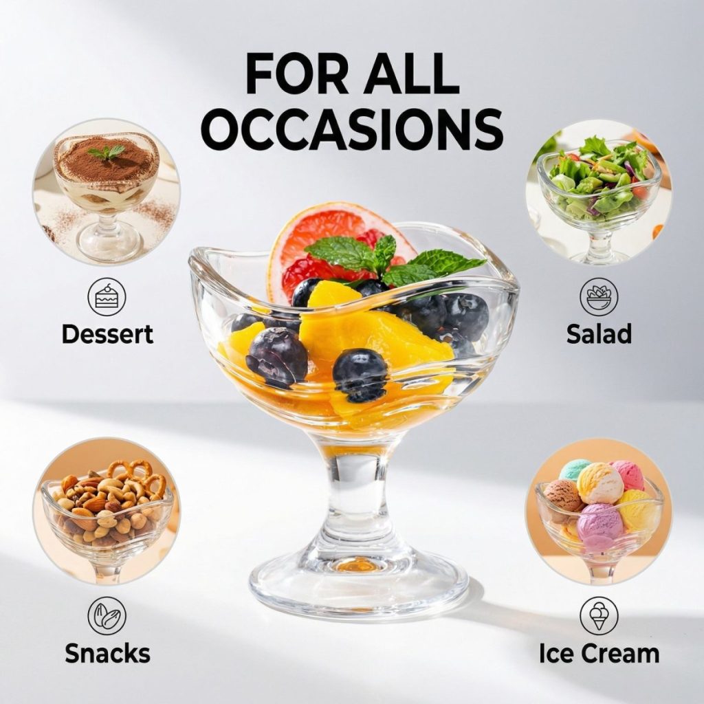 main model9330c bpa free shatterproof acrylic salad bowl food grade unbreakable clear dessert cup party main display 1