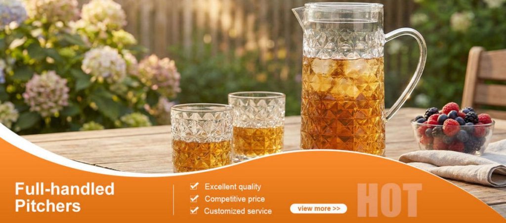 diamond texture glass water pitcher set outdoor garden banner