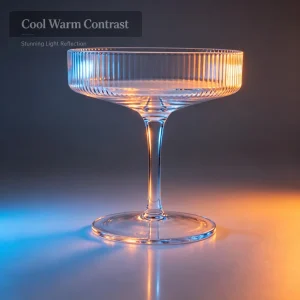 main BY 9226DZ elsjoy acrylic ribbed wide cocktail glass clear transparent goblet party wedding bar display 5